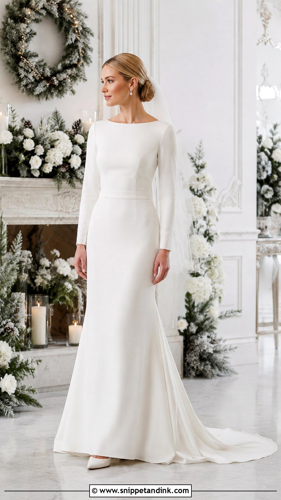 Long Sleeve Crepe Wedding Dress - Snippet and Ink - 20 Minimal Wedding Dresses