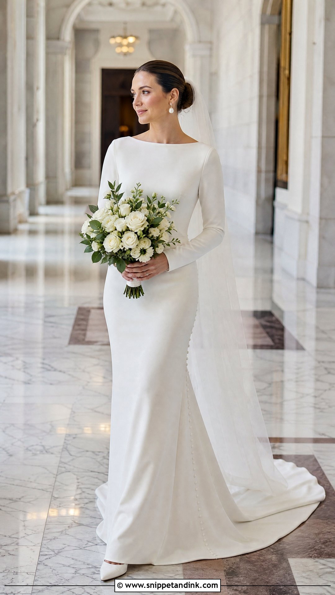 Long Sleeve Crepe Wedding Dress - Snippet and Ink - 25 Crepe Wedding Dress Ideas