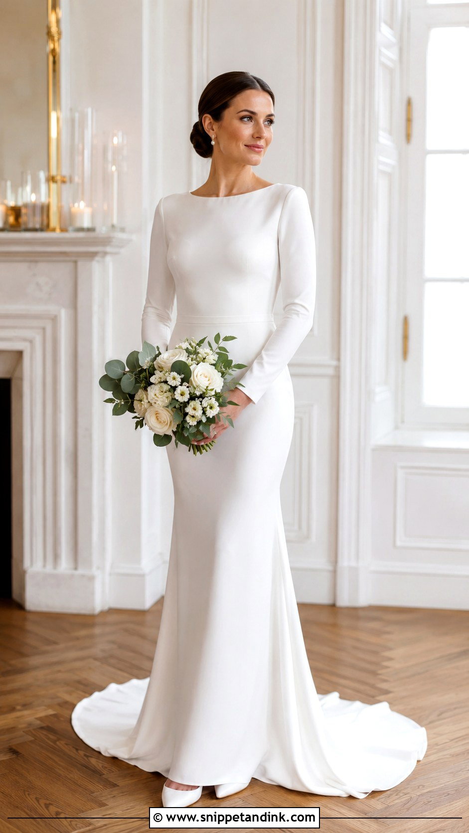 Long Sleeve Crepe Wedding Dress - Snippet and Ink - 25 Simple Classy Wedding Dress Ideas