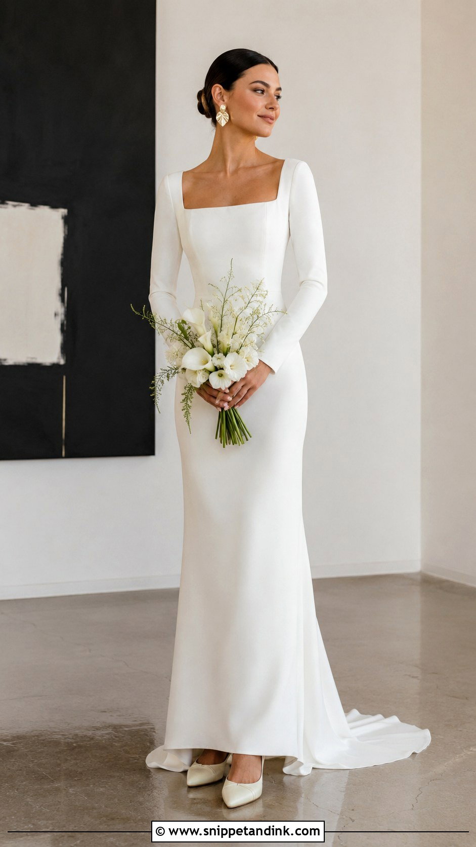 Long Sleeve Crepe Wedding Dress - Snippet and Ink - 30 Sleeve Wedding Dress Ideas