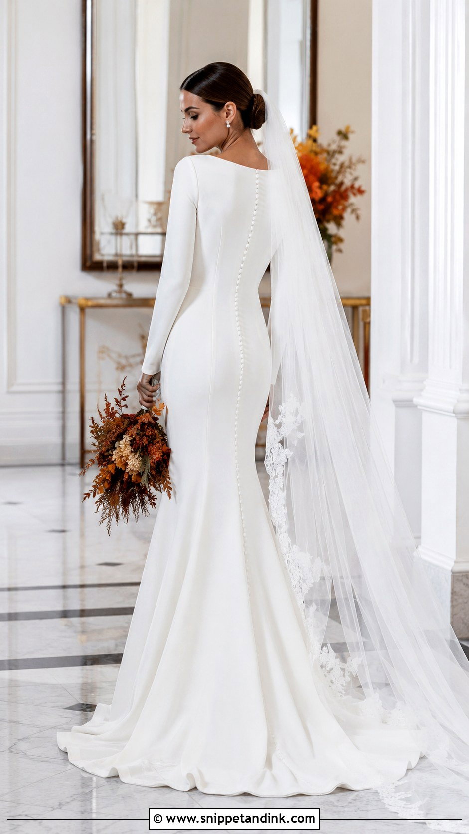 Long Sleeve Crepe Wedding Gown - Snippet and Ink - 20 Crepe Gown Styles for Wedding