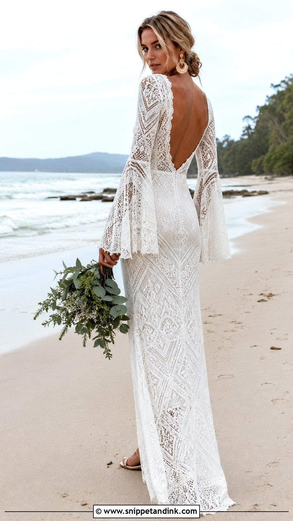 Long Sleeve Crochet Lace Bohemian Beach Wedding Dress - Snippet and Ink - 20 Bohemian Beach Wedding Dress Ideas