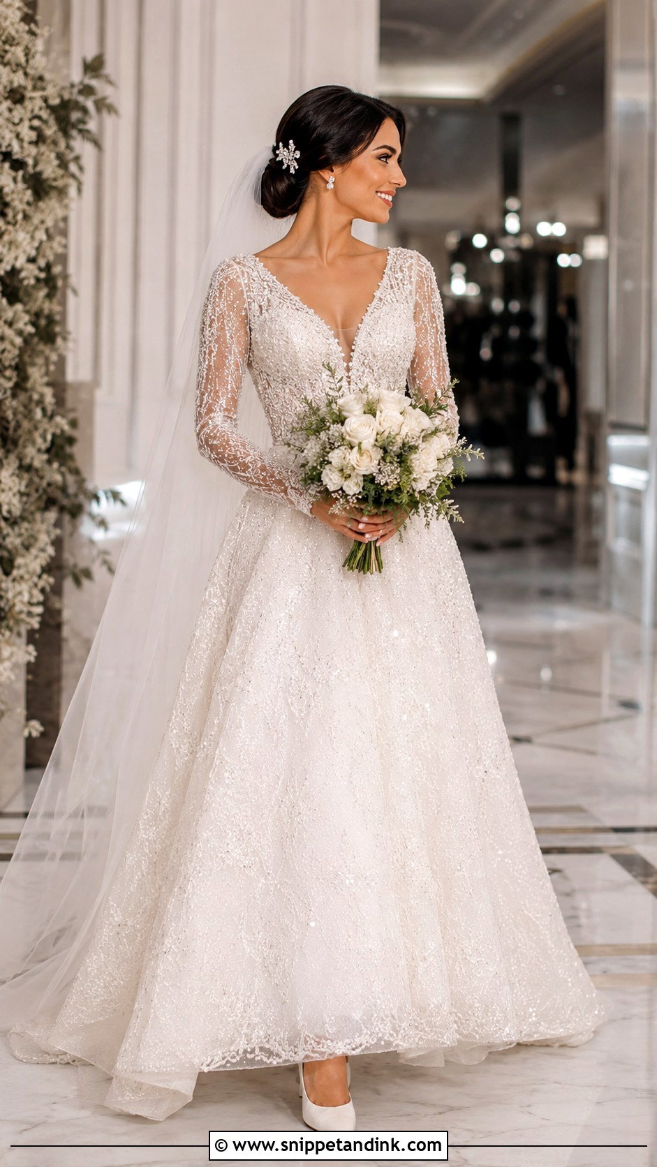 Long Sleeve Crystal Wedding Dress - Snippet and Ink - 20 Crystal Wedding Dress Ideas