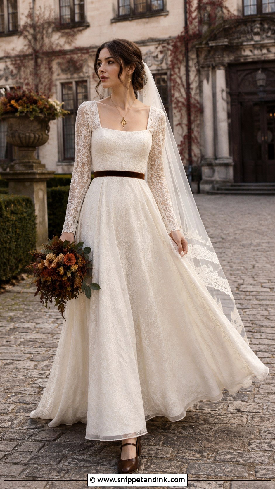 Long Sleeve Dark Academia Wedding Dress - Snippet and Ink - 20 Dark Academia Wedding Dress Ideas