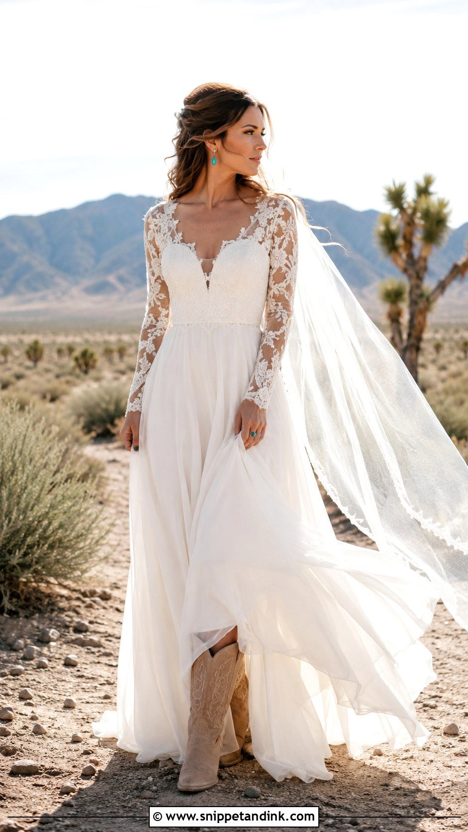 Long Sleeve Desert Wedding Dress - Snippet and Ink - 20 Desert Wedding Dress Ideas