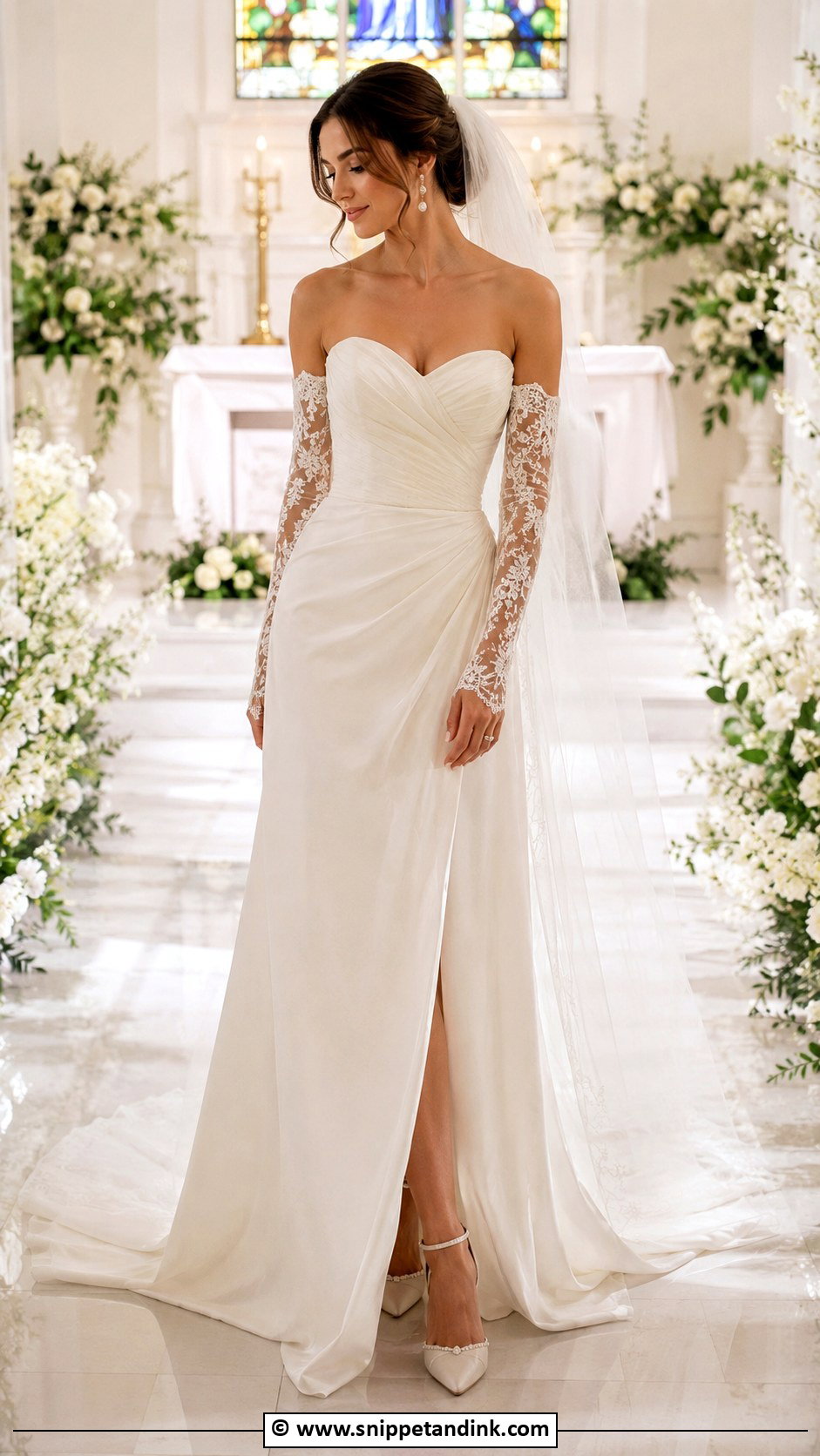 Long Sleeve Detachable Sleeve Wedding Dress - Snippet and Ink - 30 Wedding Dresses Long Sleeve