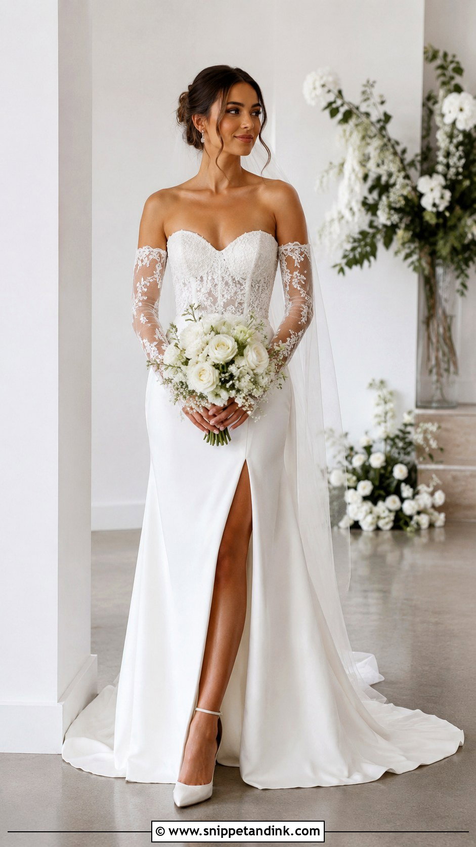 Long Sleeve Detachable Sleeve Wedding Dress - Snippet and Ink - 30 Sleeve Wedding Dress Ideas