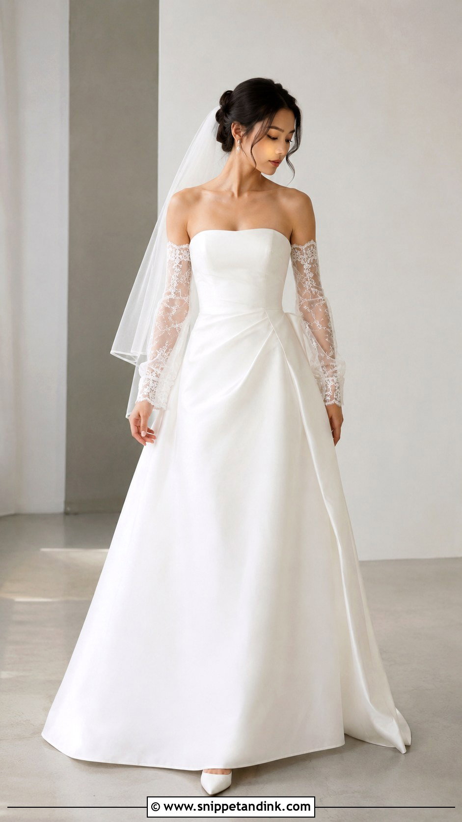Long Sleeve Detachable Sleeve Wedding Dress - Snippet and Ink - 35 Long Sleeve Wedding Dress Ideas