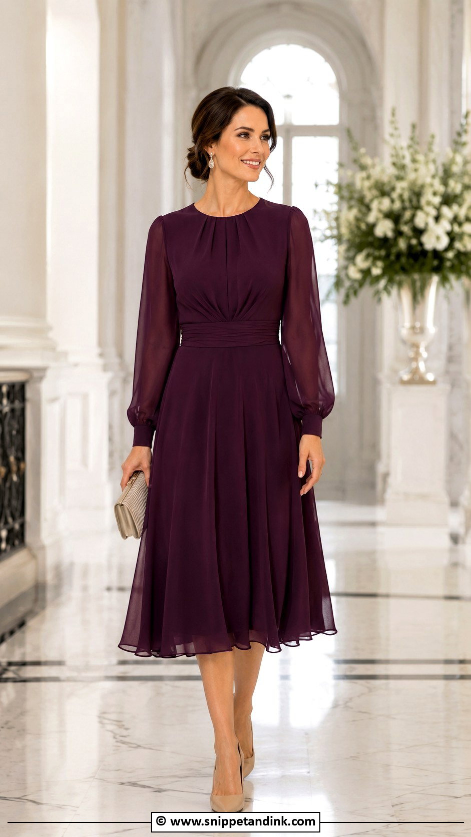 Long Sleeve Dress Wedding Outfit - Snippet and Ink - 30 Wedding Outfit for Women Ideas