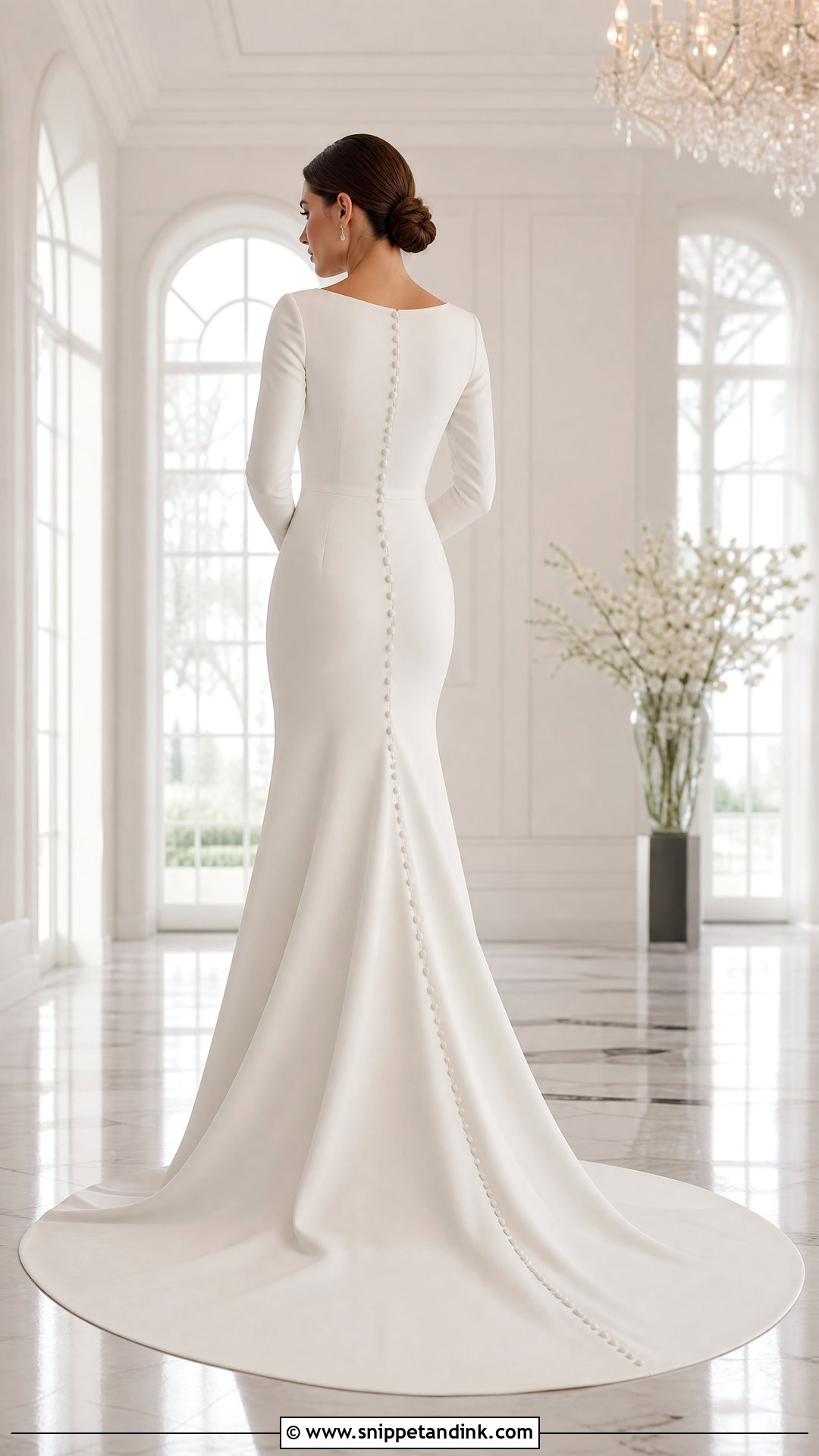 Long Sleeve Dress With Chapel Train - Snippet and Ink - 25 Dress Train Ideas