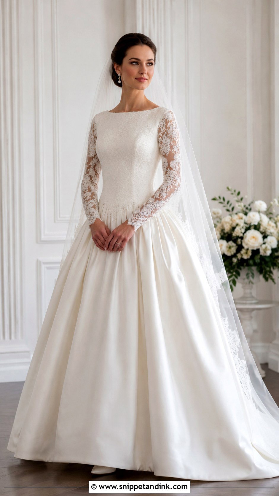 Long Sleeve Drop Waist Ball Gown Wedding Dress - Snippet and Ink - 25 Drop Waist Wedding Dress Ball Gown Ideas