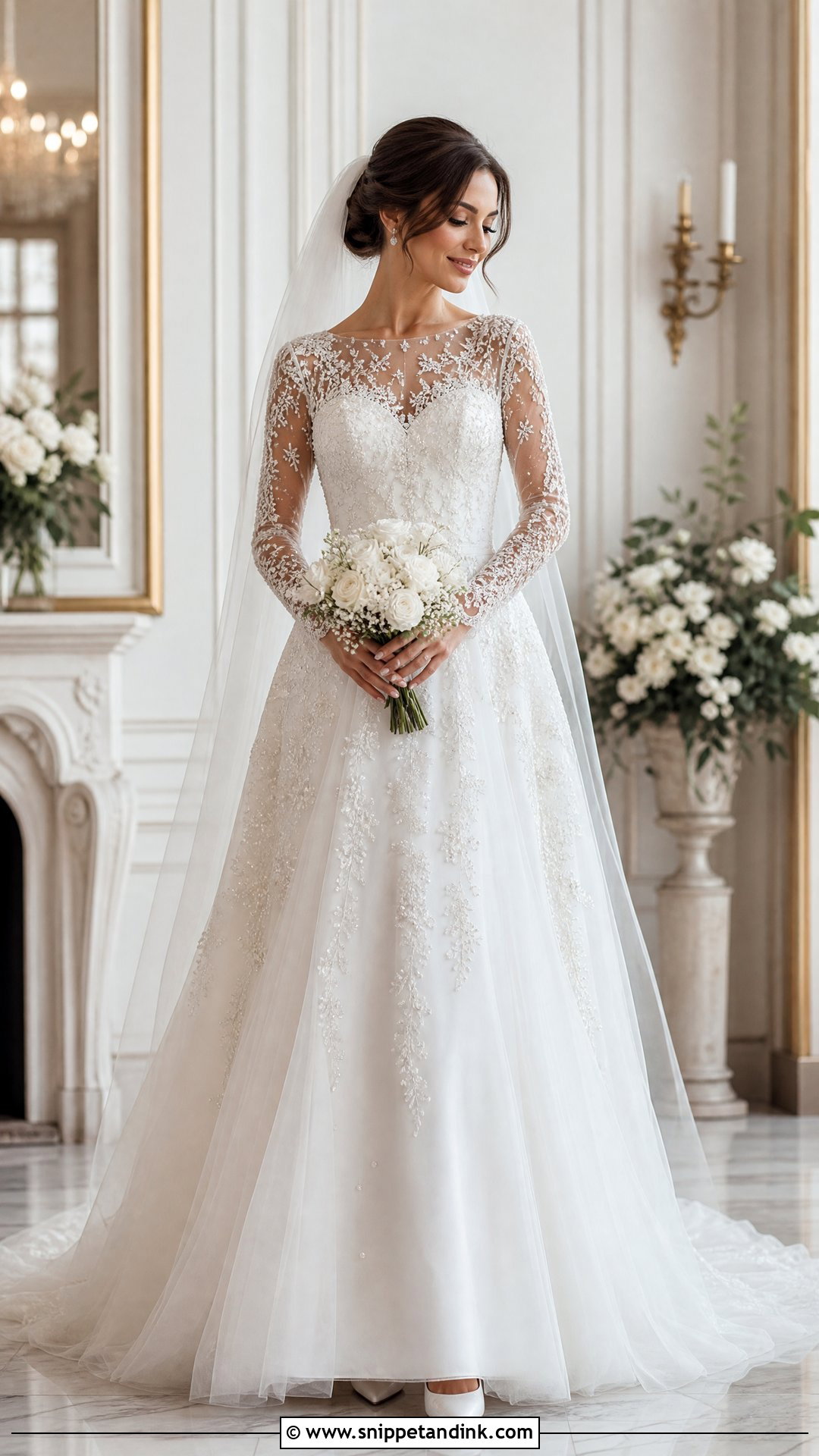 Long Sleeve Embellished Wedding Dress - Snippet and Ink - 25 Embellished Wedding Dress Ideas