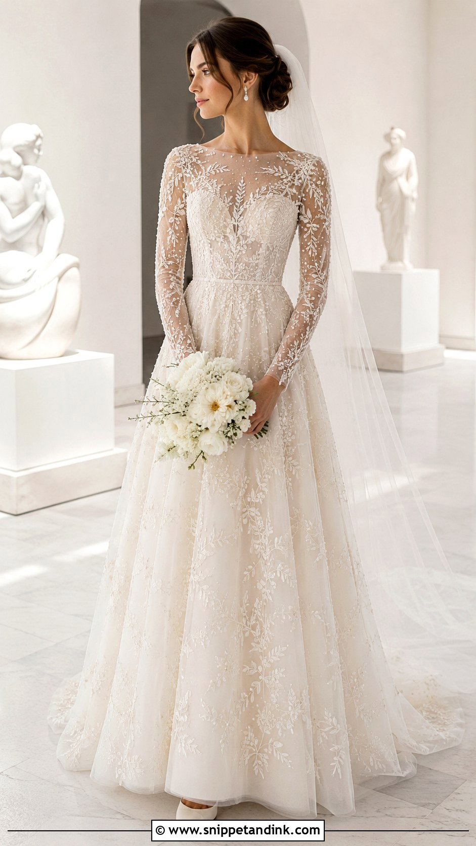 Long Sleeve Embroidered Wedding Dress - Snippet and Ink - 20 Long Sleeved Wedding Dresses
