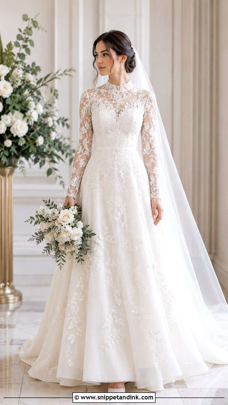 Long Sleeve Embroidered Wedding Dress - Snippet and Ink - 30 Embroidered Wedding Dress Ideas