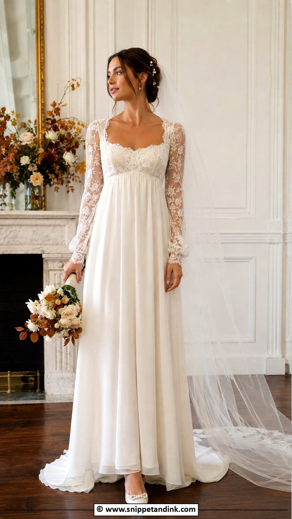 Long Sleeve Empire Waist Wedding Dress - Snippet and Ink - 30 Empire Waist Wedding Dress Ideas