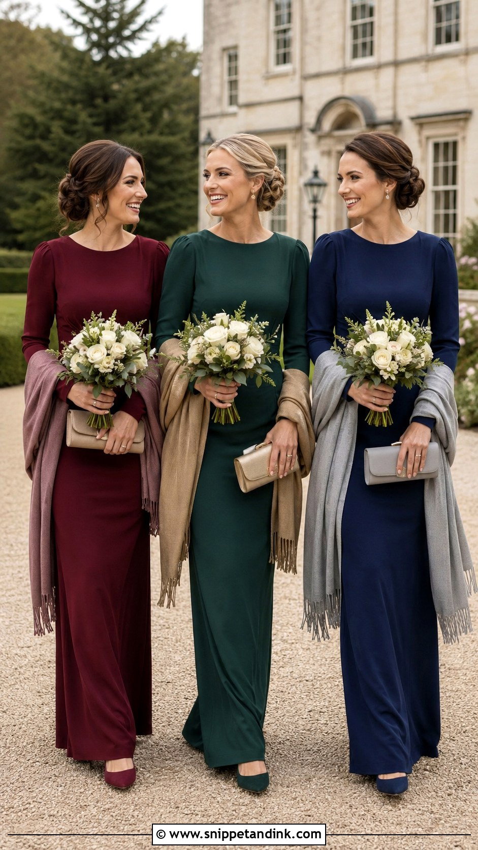 Long Sleeve Fall Bridal Party Gowns - Snippet and Ink - 20 Fall Bridal Party Ideas