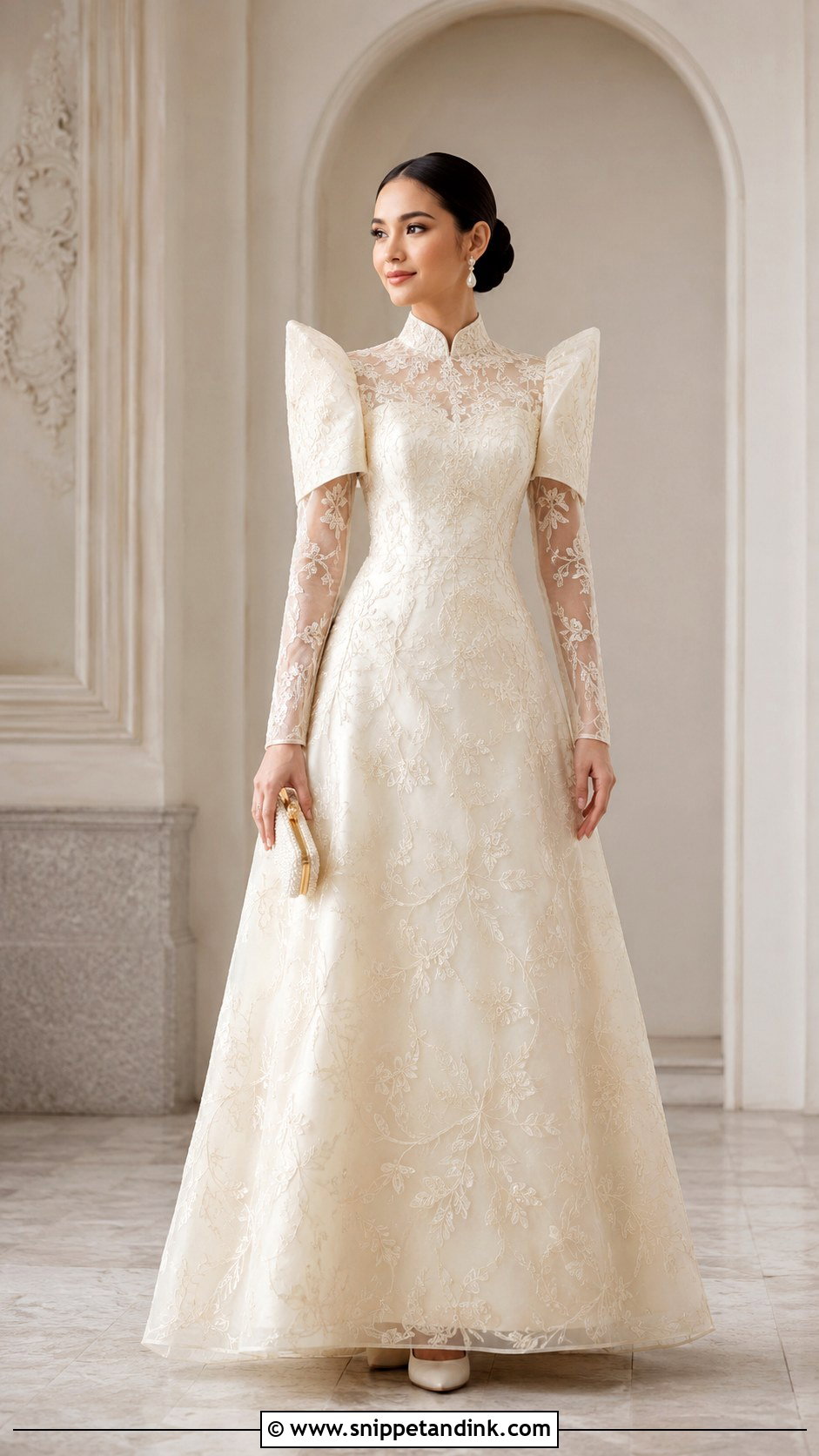 Long Sleeve Filipiniana Gown - Snippet and Ink - 25 Filipiniana Gown Ideas