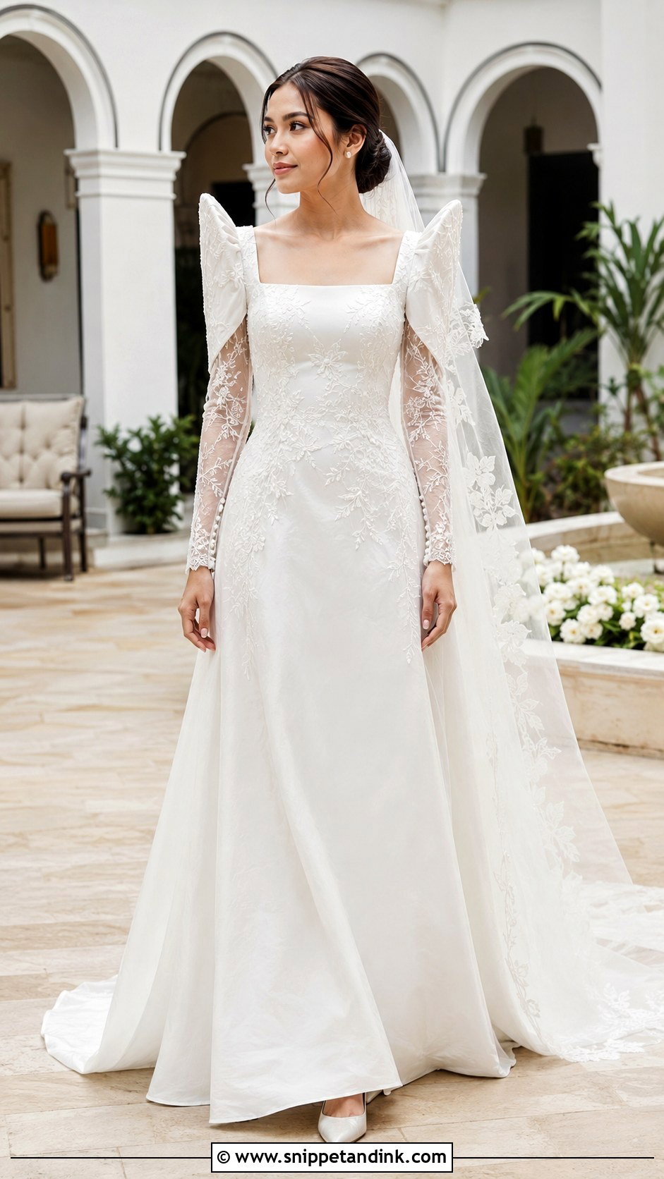 Long Sleeve Filipiniana Wedding Gown - Snippet and Ink - 20 Modern Filipiniana Wedding Gown Ideas
