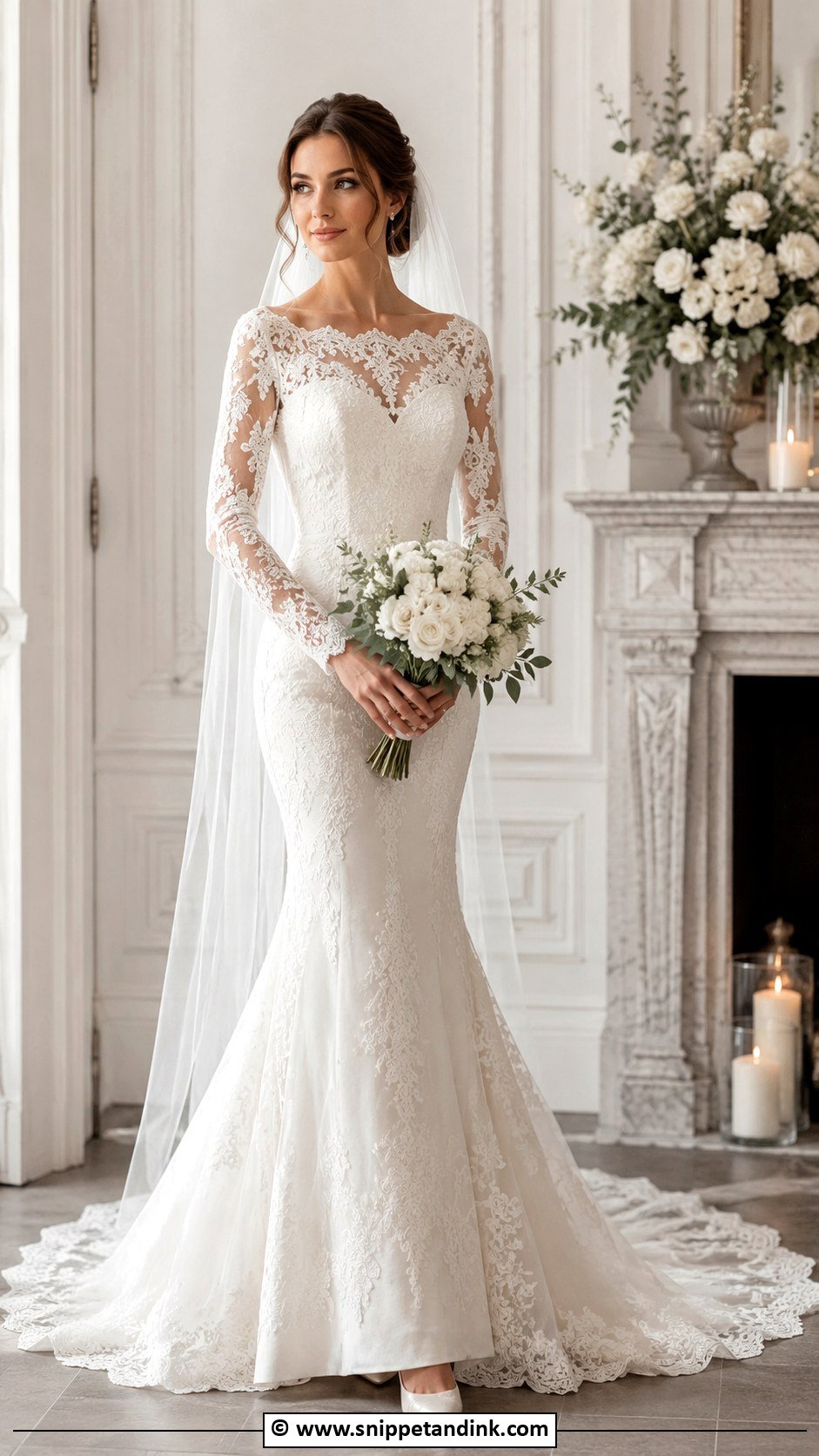 Long Sleeve Fishtail Wedding Dress - Snippet and Ink - 25 Fishtail Wedding Dress Ideas