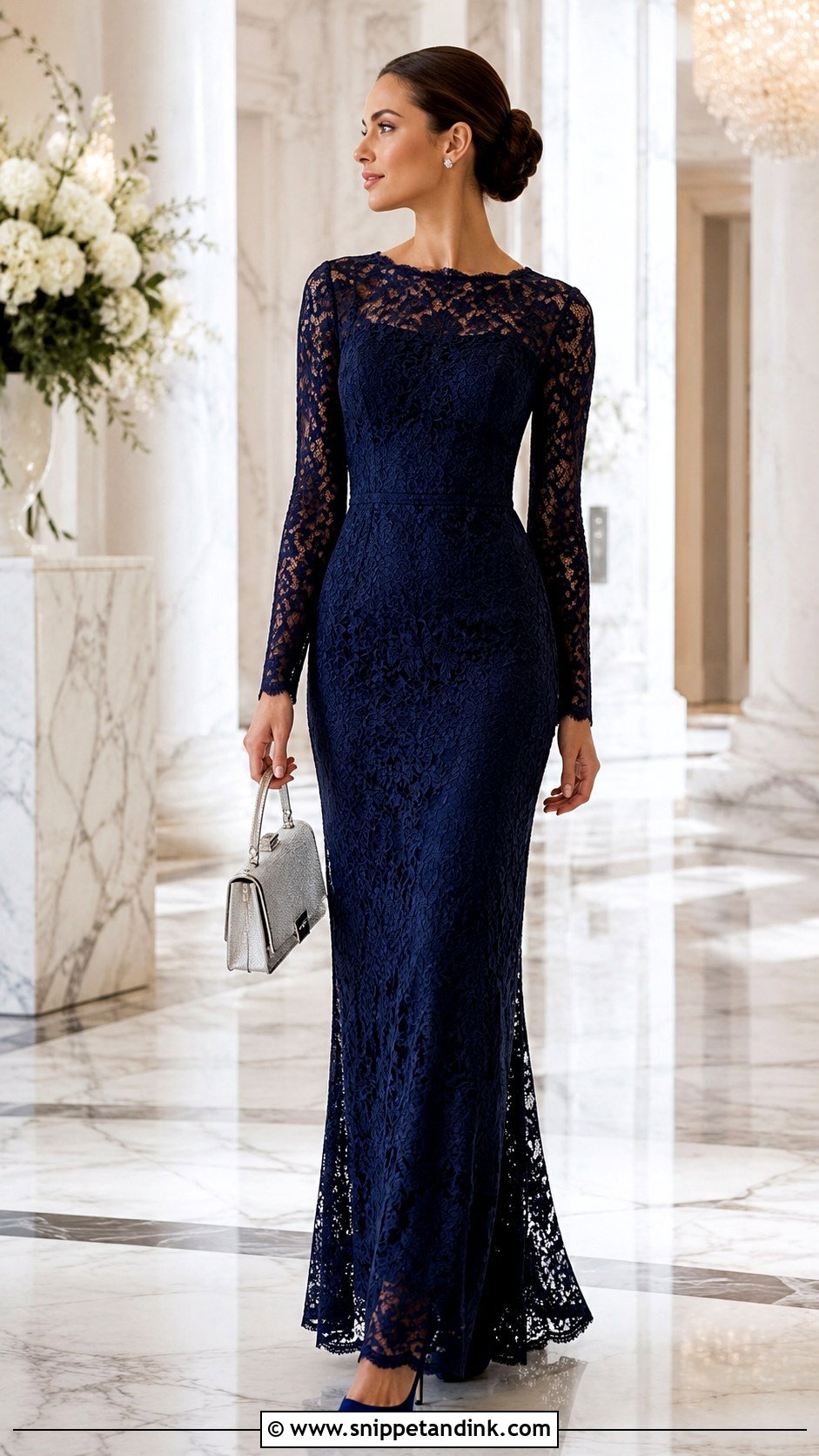 Long Sleeve Fitted Lace Gown - Snippet and Ink - 20 Fitted Lace Gown Styles