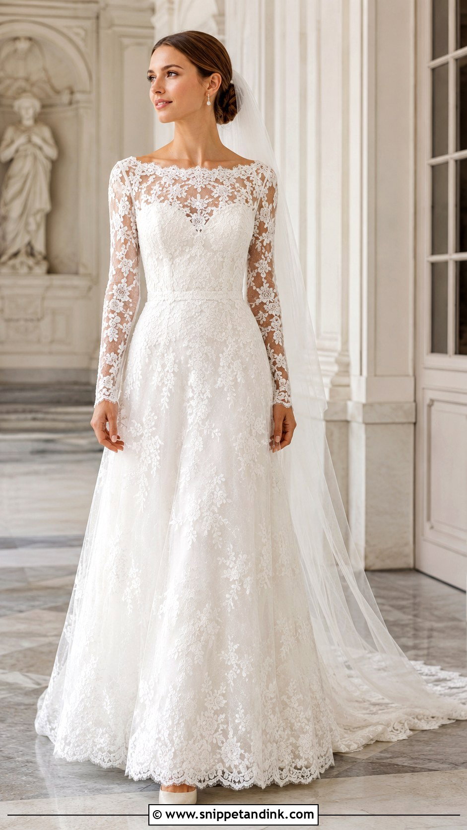 Long Sleeve Floral Lace Wedding Dress - Snippet and Ink - 20 Floral Flower Wedding Dress Gown Ideas