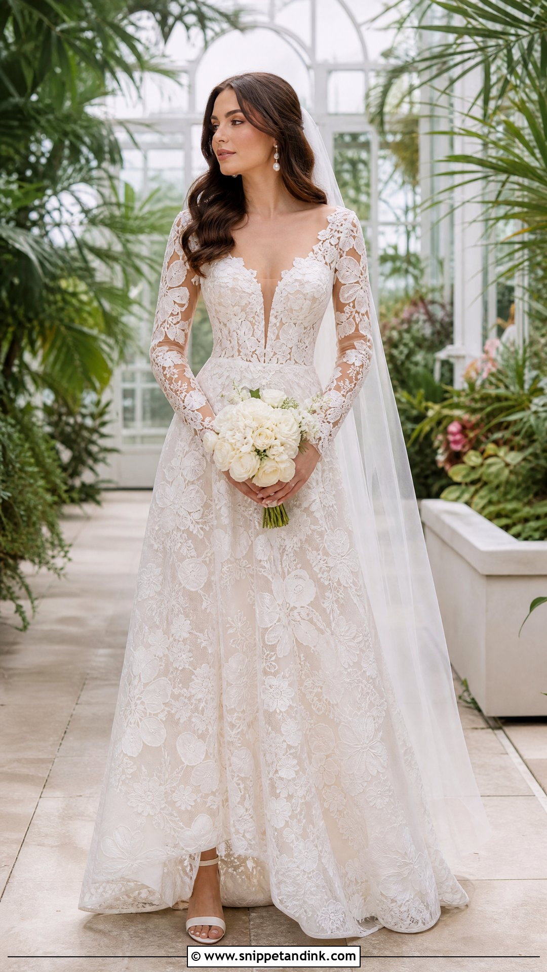 Long Sleeve Floral Lace Wedding Gown - Snippet and Ink - 25 Long Sleeve Wedding Gowns