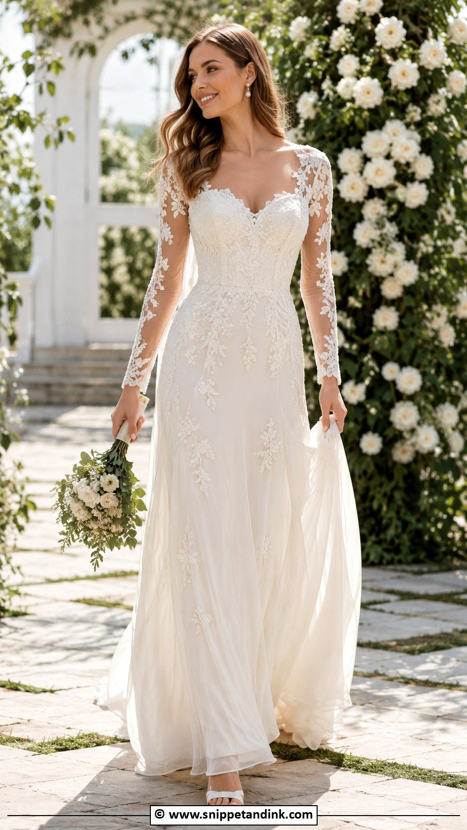 Long Sleeve Floral Wedding Dress - Snippet and Ink - 30 Wedding Dresses Long Sleeve