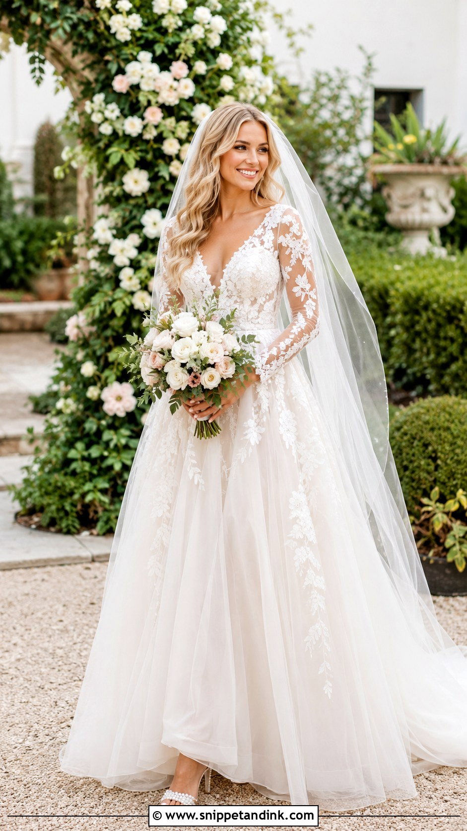 Long Sleeve Floral Wedding Dress - Snippet and Ink - 30 Sleeve Wedding Dress Ideas