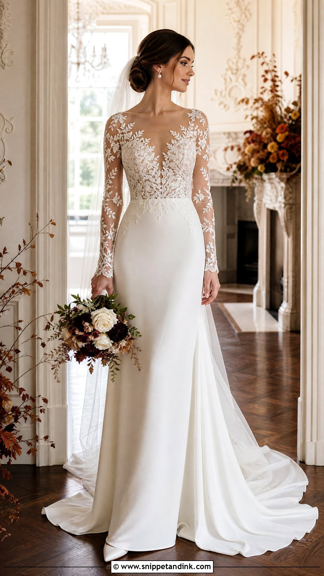 Long Sleeve Floral Wedding Dress - Snippet and Ink - 25 Flowers Wedding Dresses