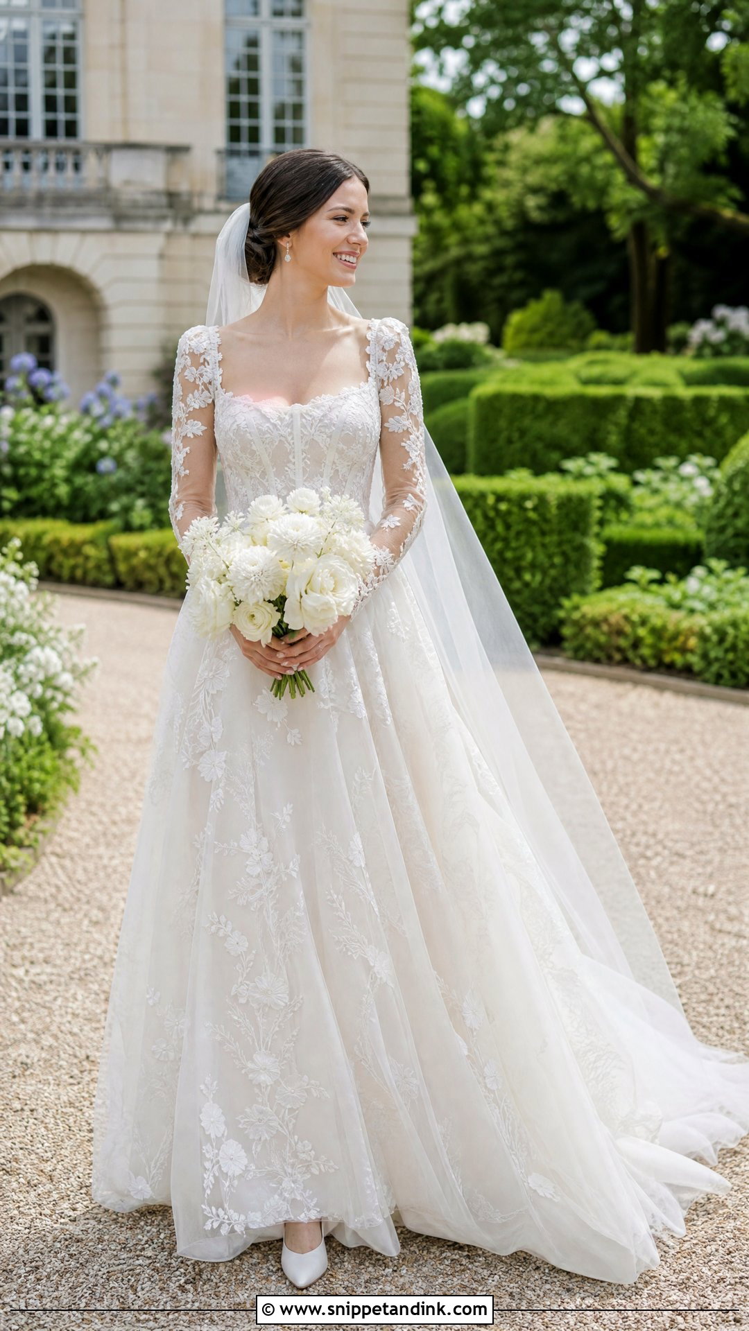 Long Sleeve Floral Wedding Dress - Snippet and Ink - 20 Wona Concept Wedding Dress Ideas