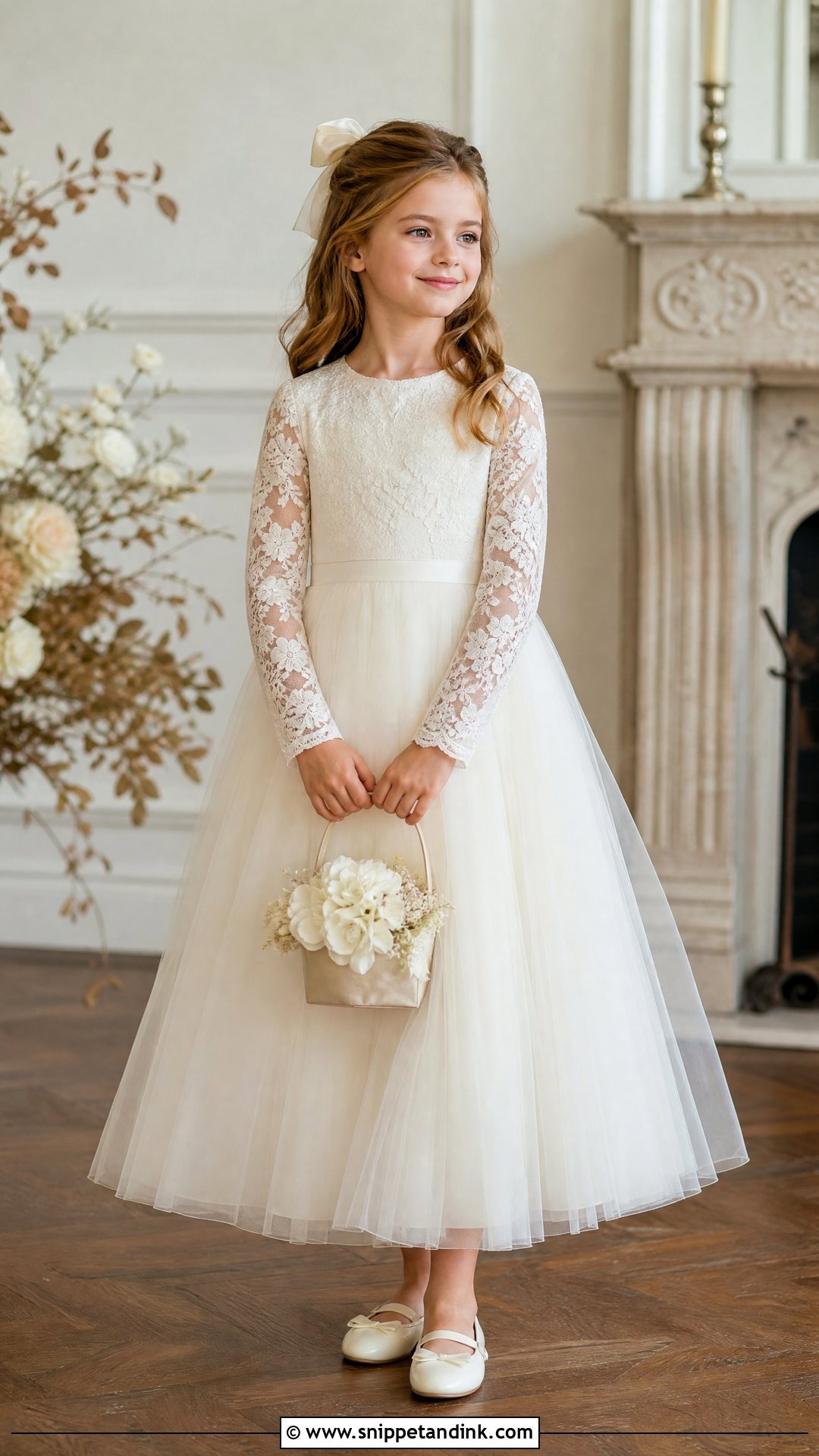 Long Sleeve Flower Girl Dress - Snippet and Ink - 25 Flowergirls Wedding Dresses