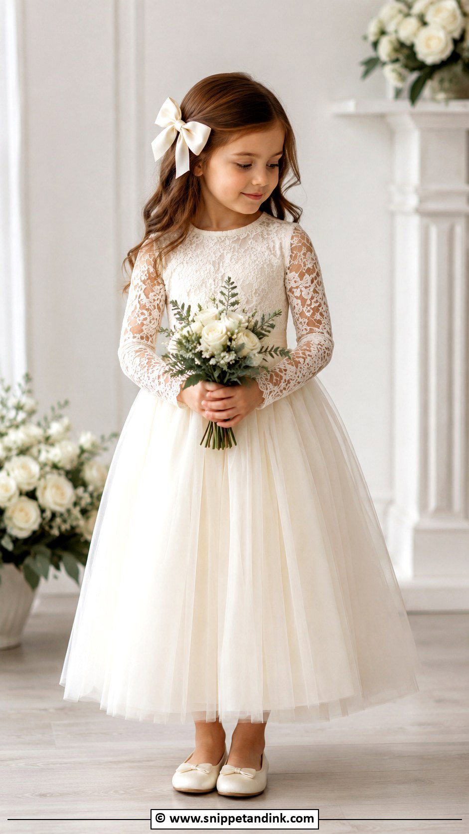 Long Sleeve Flower Girl Dress - Snippet and Ink - 30 Wedding Dresses for Kids