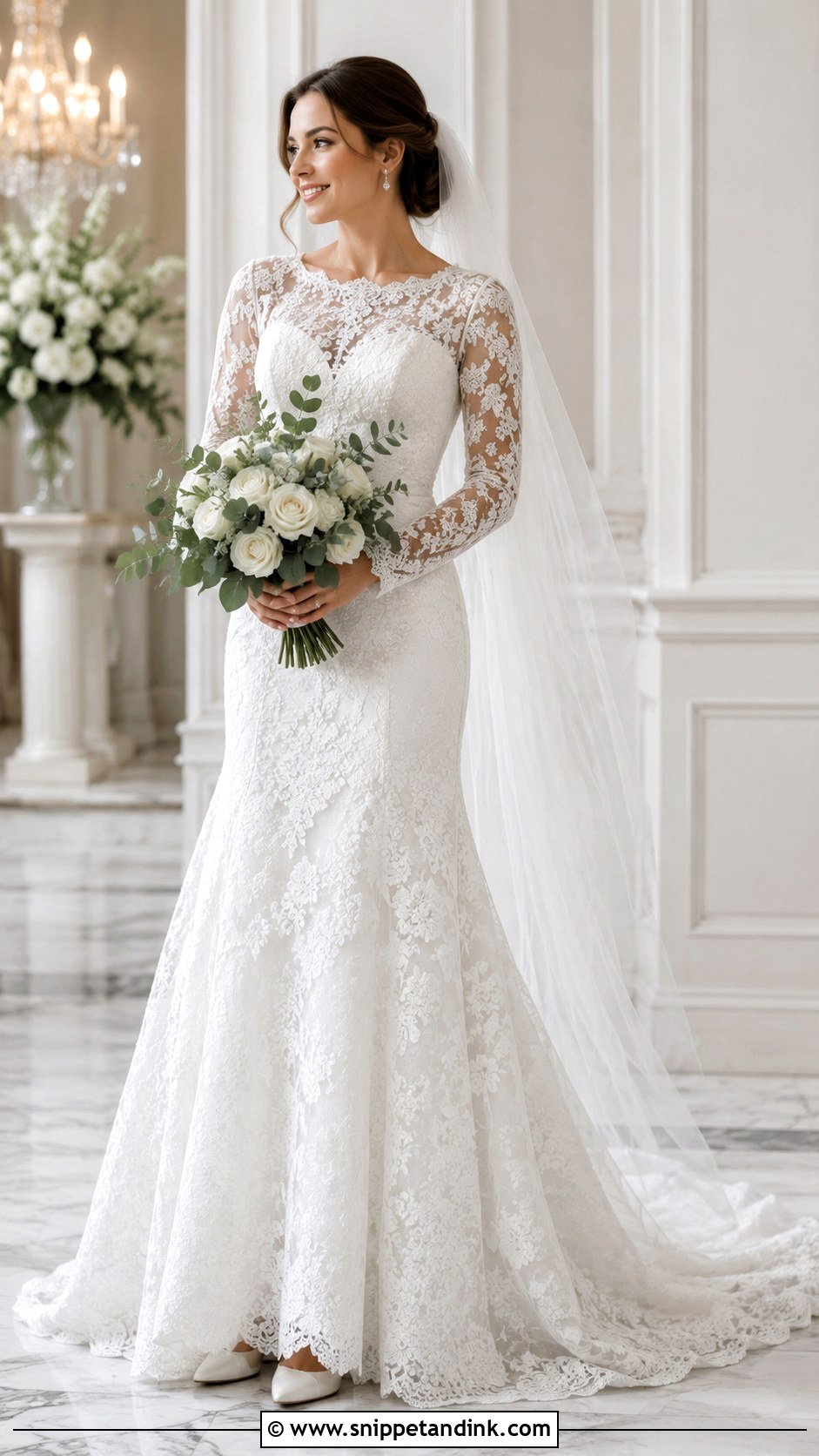 Long Sleeve Flower Lace Wedding Dress - Snippet and Ink - 20 Flower Lace Wedding Dress Ideas