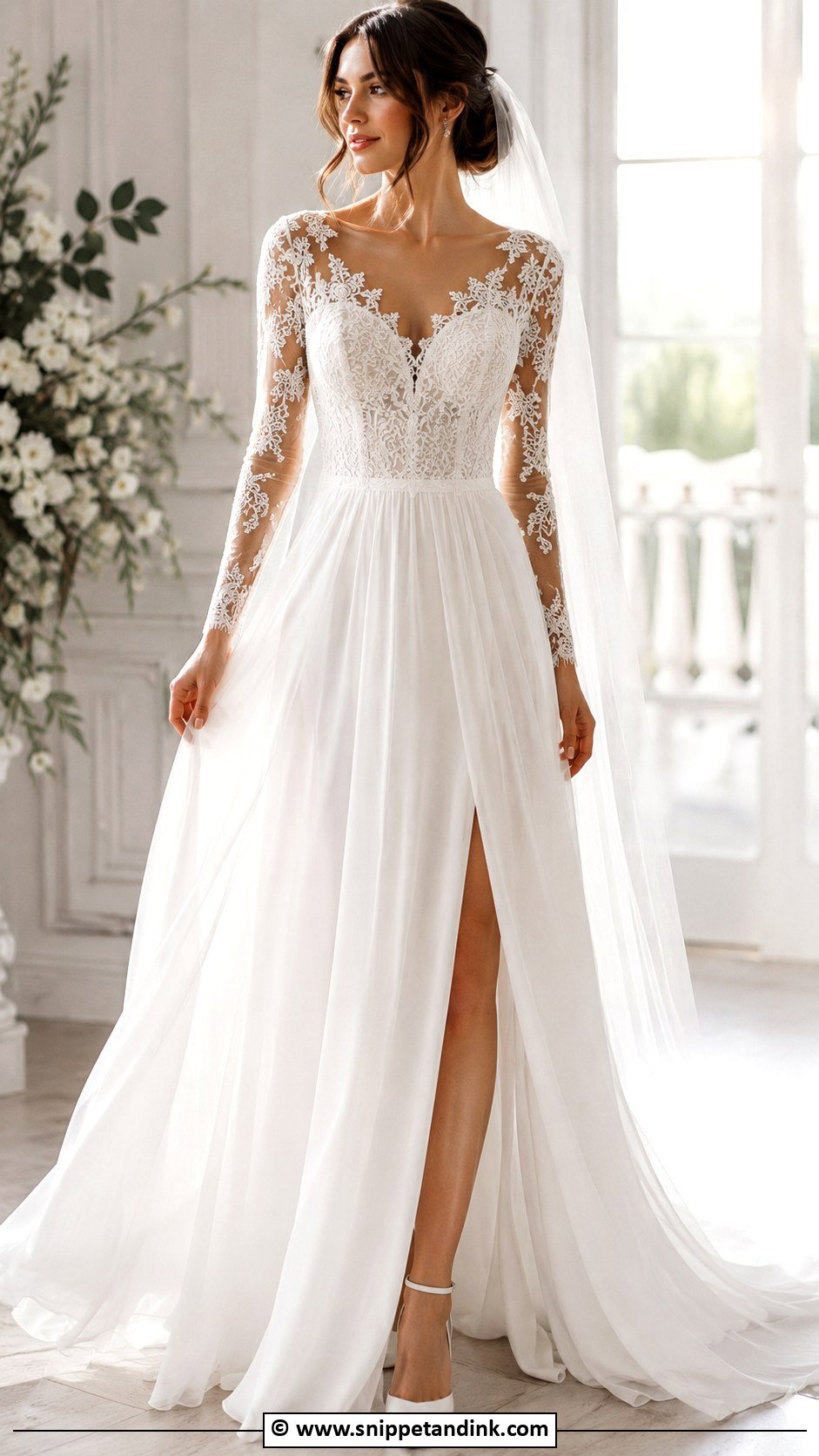 Long Sleeve Flowy Wedding Dress - Snippet and Ink - 30 Flowy Wedding Dress Ideas