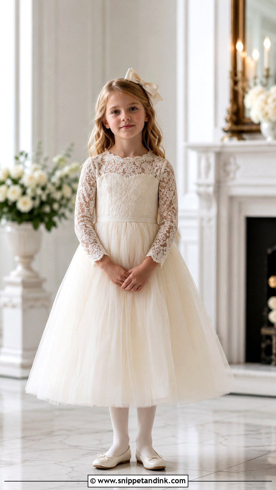 Long Sleeve Girls Wedding Dress - Snippet and Ink - 25 Girls Wedding Dresses
