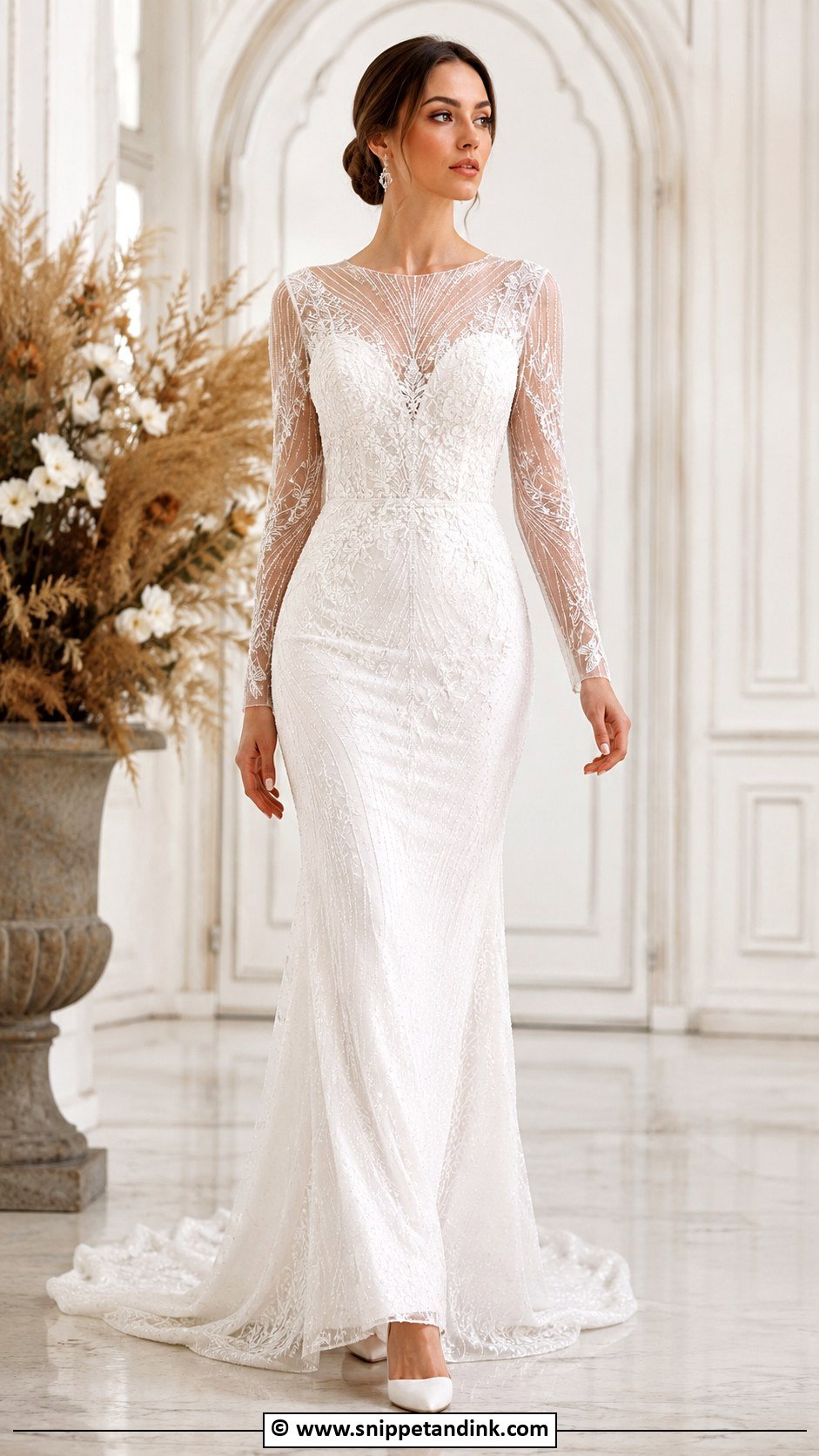 Long Sleeve Glam Wedding Dress - Snippet and Ink - 25 Glam Wedding Dress Ideas