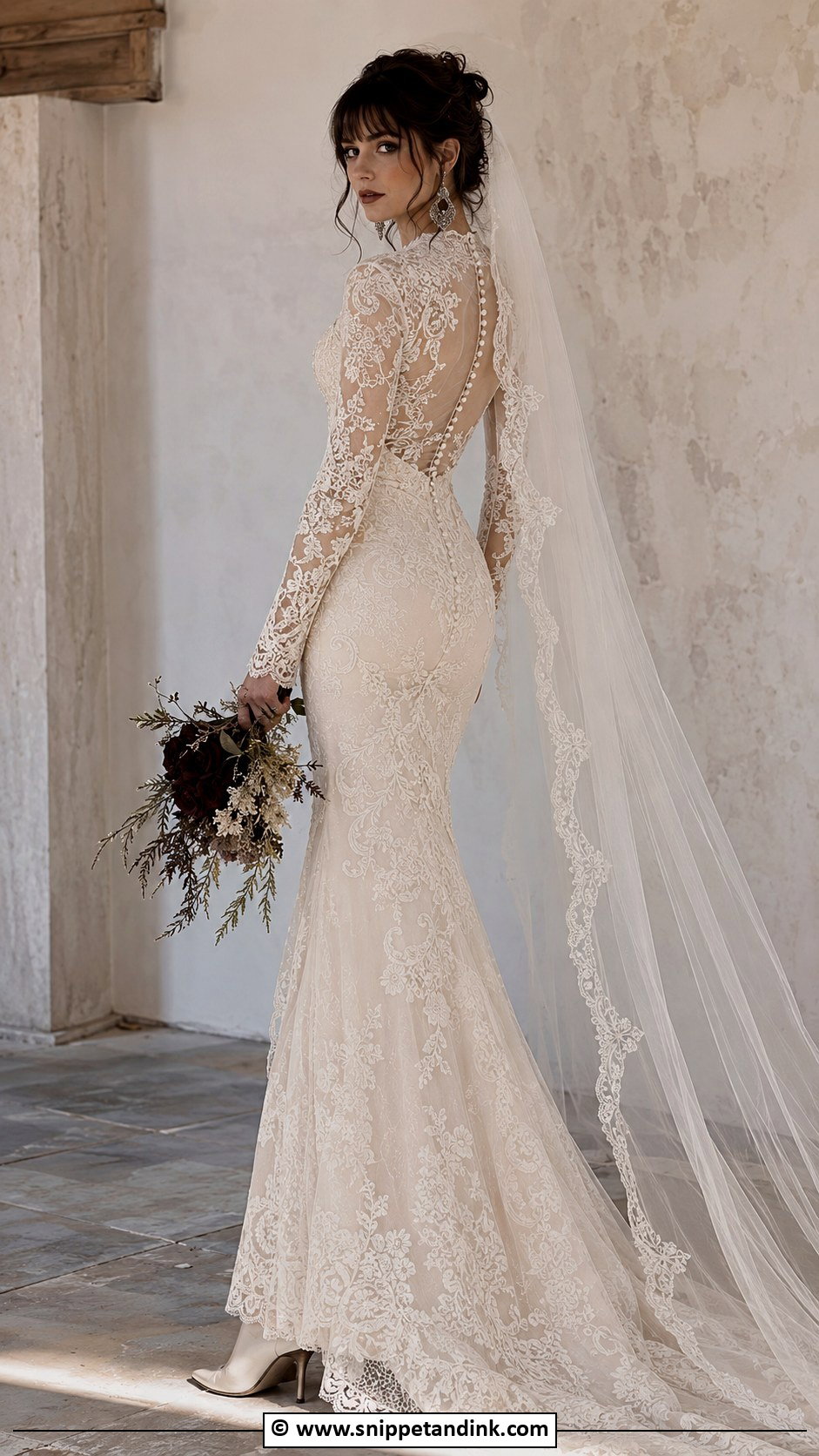 Long Sleeve Gothic Lace Wedding Dress - Snippet and Ink - 25 Whimsigoth Wedding Dress Ideas