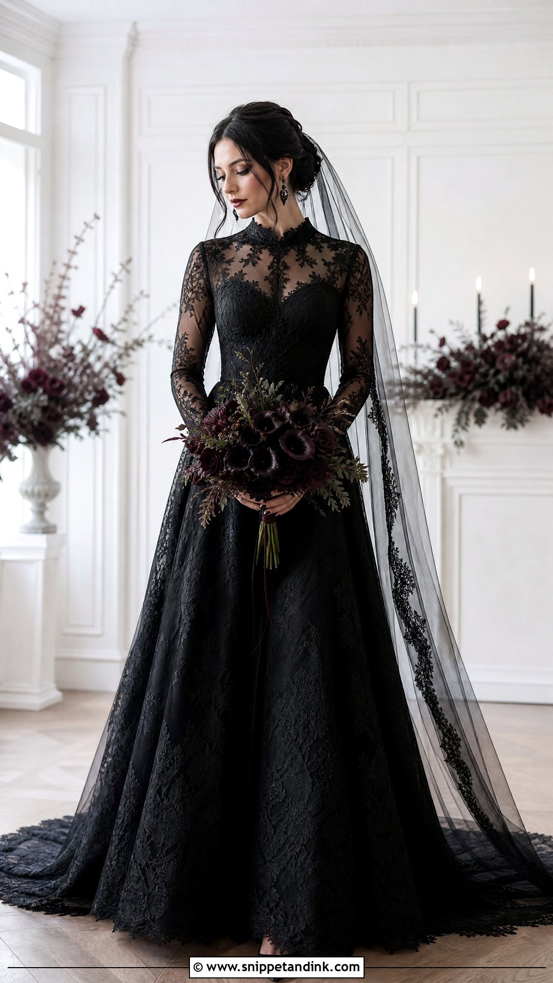 Long Sleeve Gothic Wedding Dress - Snippet and Ink - 25 Gothic Wedding Dresses