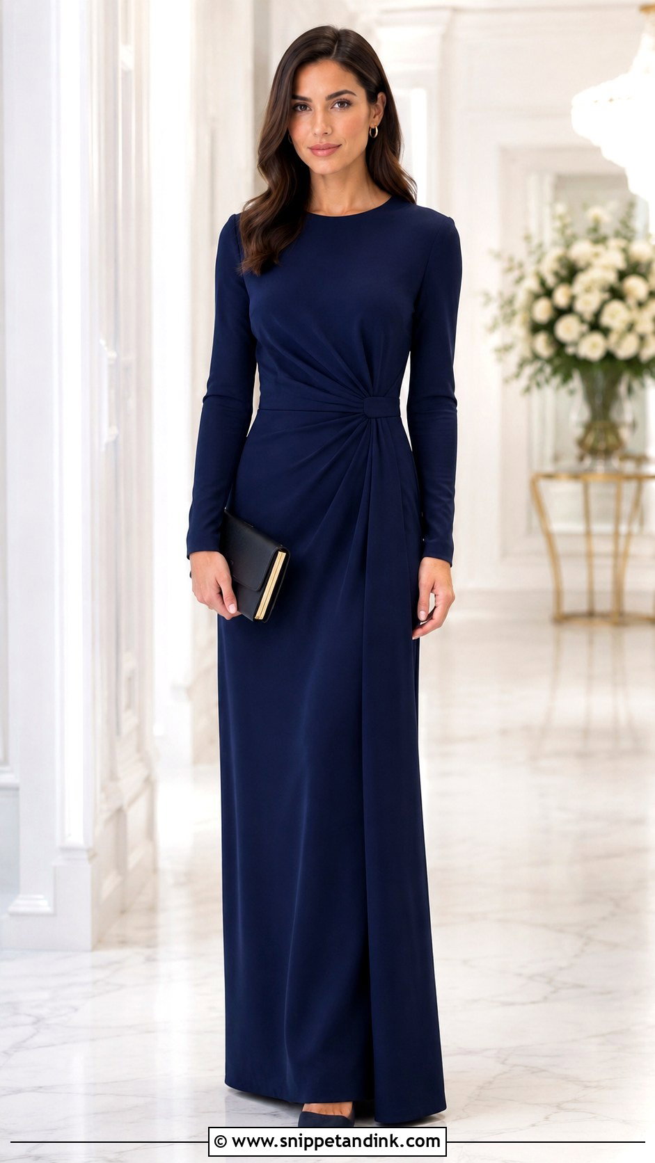 Long Sleeve Gown With Closed Toe Heels - Snippet and Ink - 25 Simple Gown Designs Classy