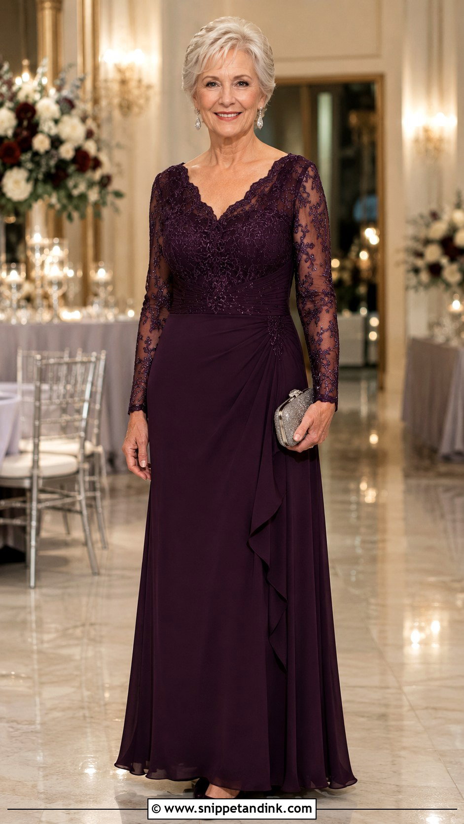 Long Sleeve Grandmother Of The Bride Dress - Snippet and Ink - 30 Grandmother of the Bride Dresses