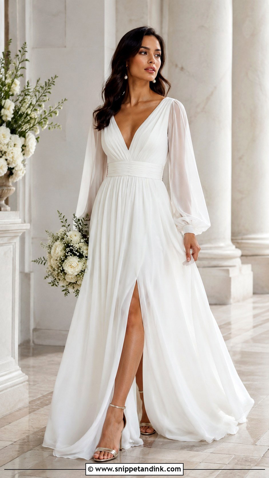 Long Sleeve Greek Goddess Wedding Dress - Snippet and Ink - 25 Greek Goddess Wedding Dress Ideas
