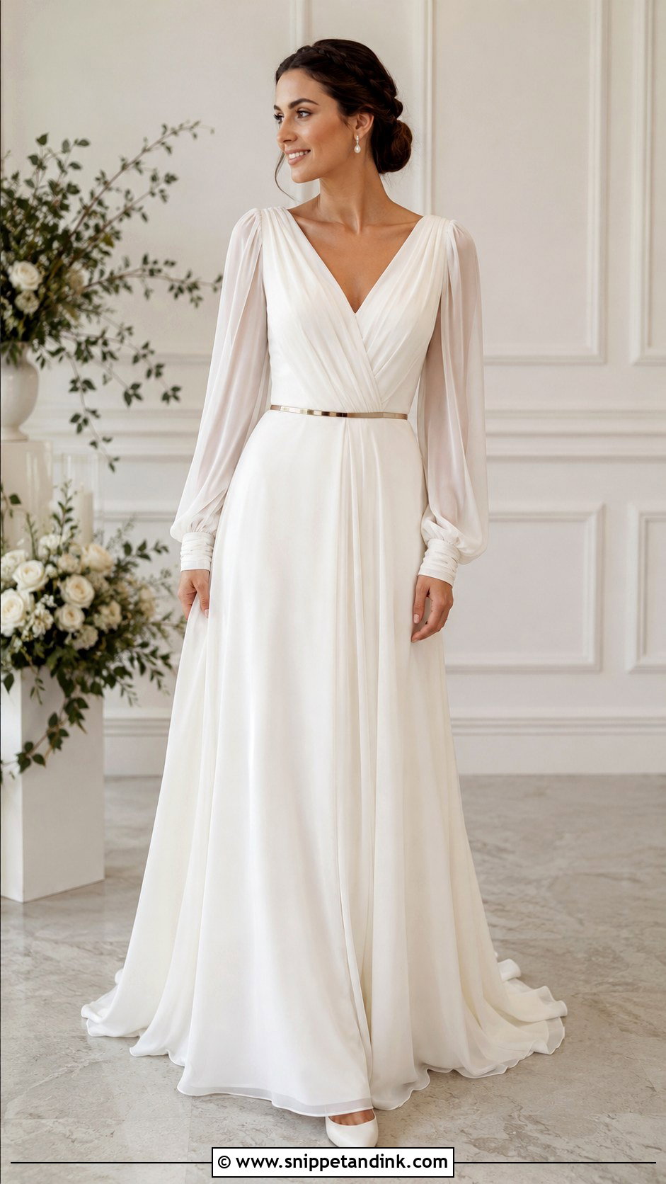 Long Sleeve Greek Wedding Dress - Snippet and Ink - 20 Greek Wedding Dresses