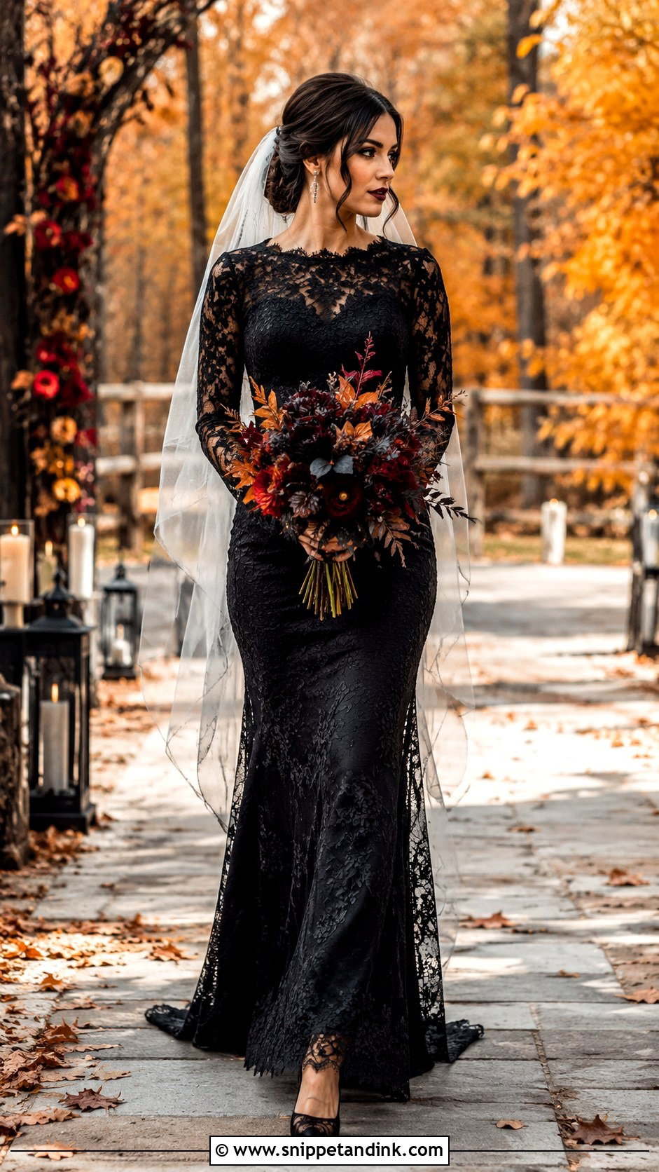 Long Sleeve Halloween Wedding Dress - Snippet and Ink - 25 Halloween Wedding Dresses