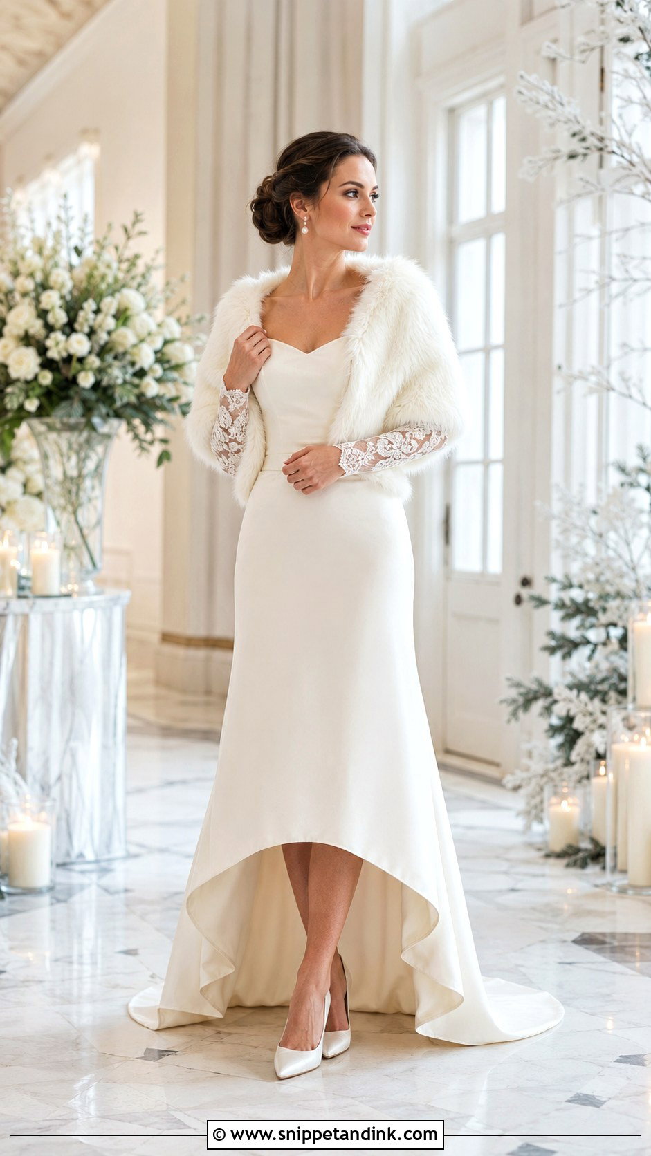 Long Sleeve High Low Wedding Dress With Closed Toe Pumps - Snippet and Ink - 20 High Low Wedding Dresses