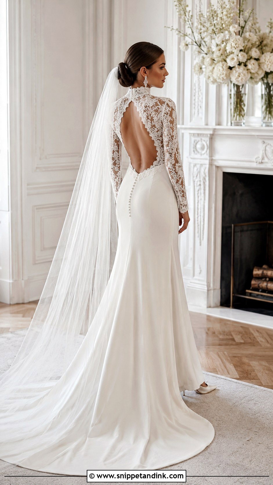 Long Sleeve High Neck Backless Wedding Dress - Snippet and Ink - 20 High Neck Backless Wedding Dress Ideas