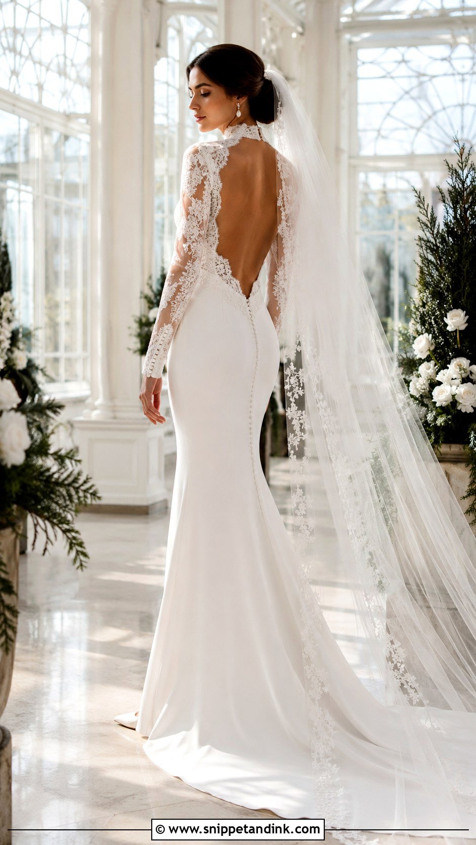 Long Sleeve High Neck Low Back Wedding Dress - Snippet and Ink - 20 High Neck Low Back Wedding Dress Ideas