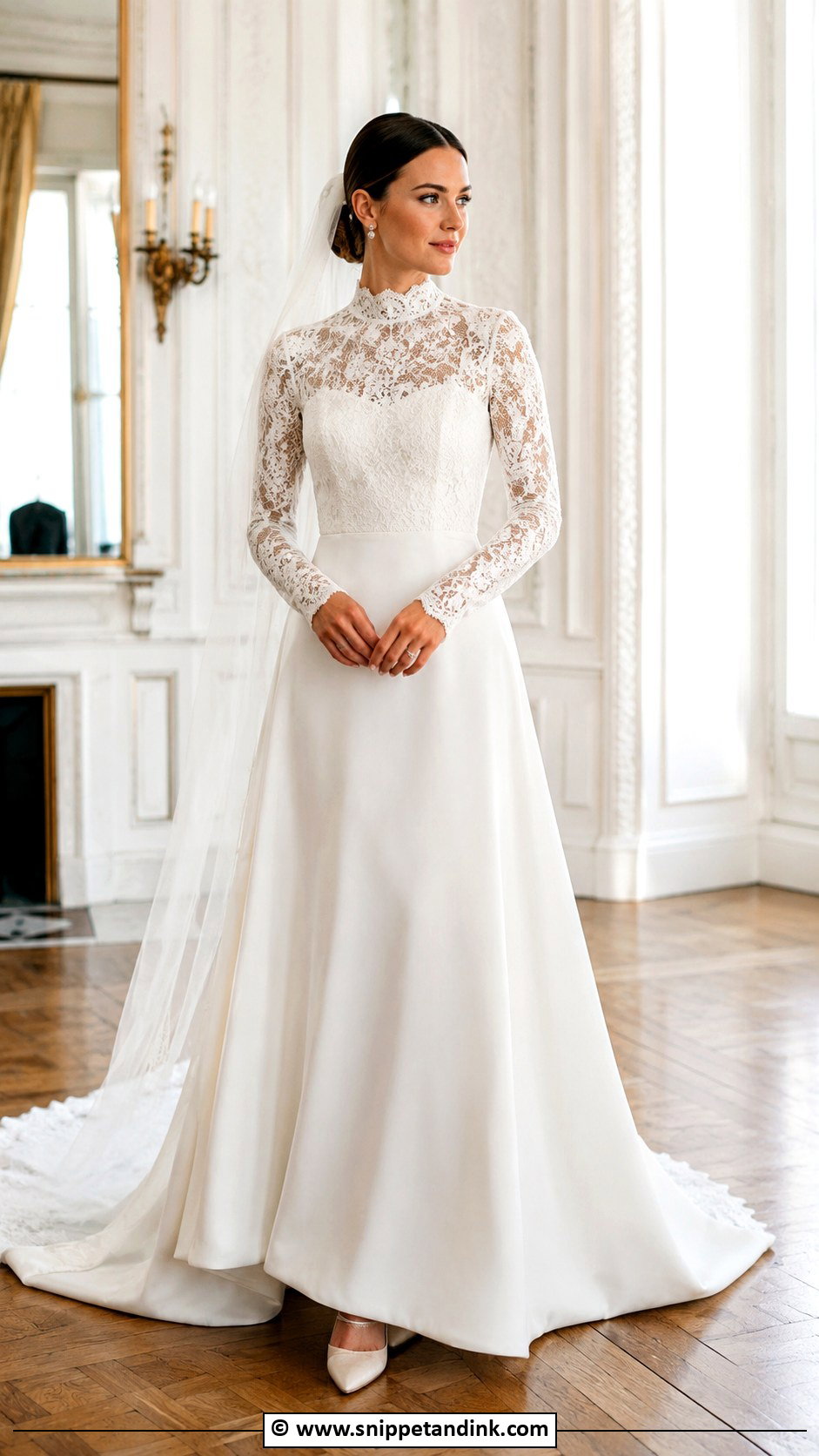 Long Sleeve High Neck Wedding Dress - Snippet and Ink - 30 Wedding Dresses Long Sleeve