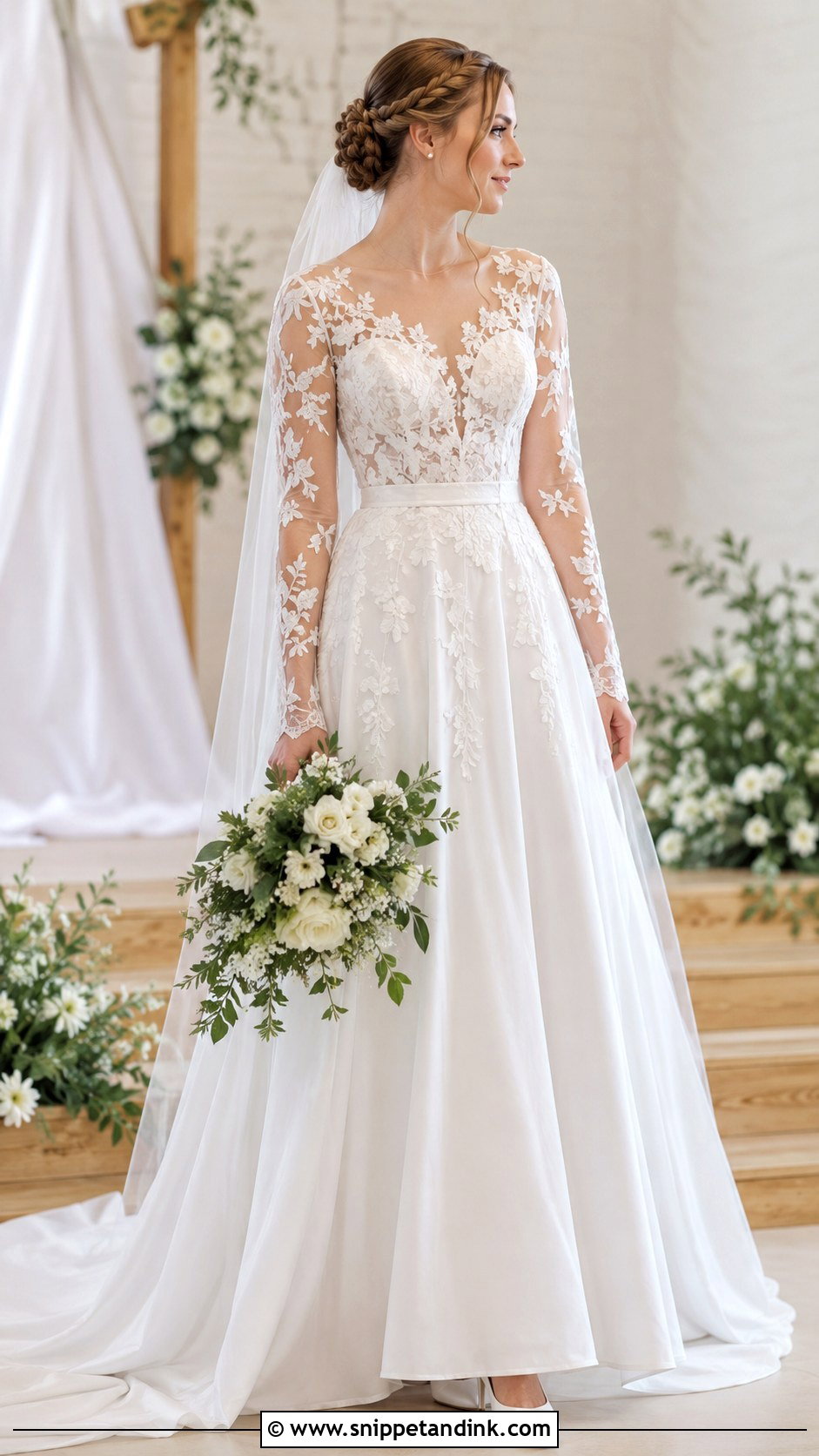 Long Sleeve Illusion Bridal Dress - Snippet and Ink - 20 New Bridal Dress Designs