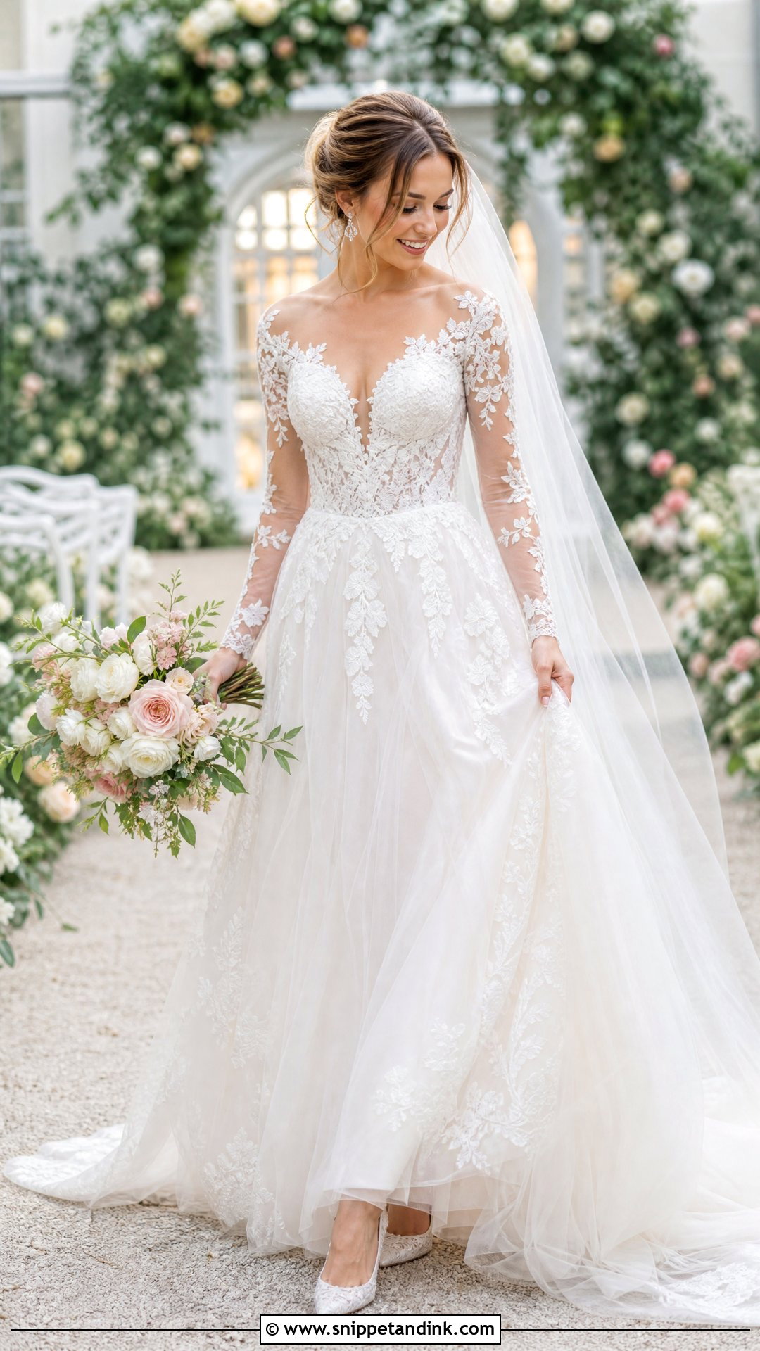 Long Sleeve Illusion Lace Wedding Gown - Snippet and Ink - 25 Long Sleeve Wedding Gowns