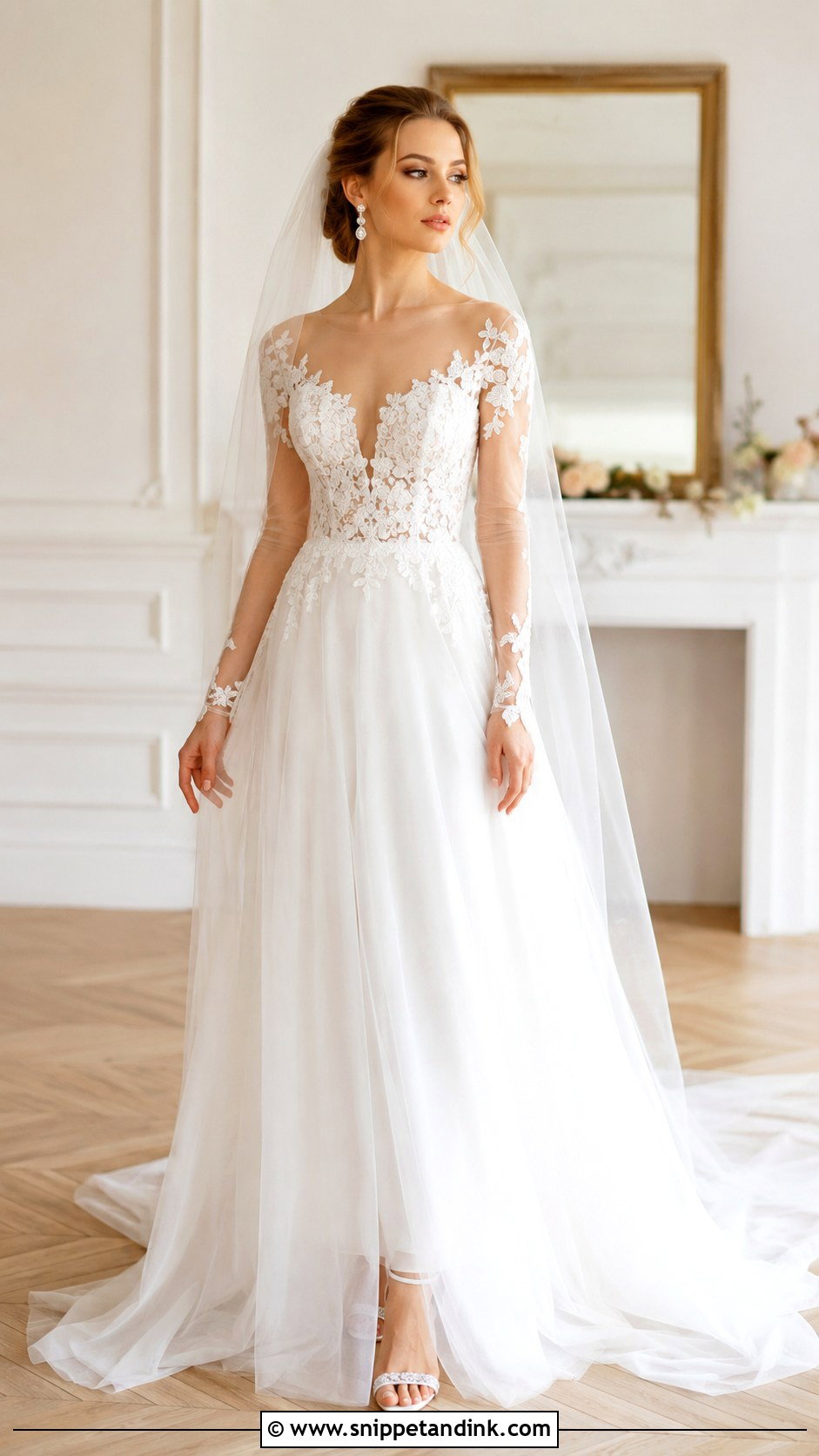 Long Sleeve Illusion Wedding Dress - Snippet and Ink - 30 Sleeve Wedding Dress Ideas